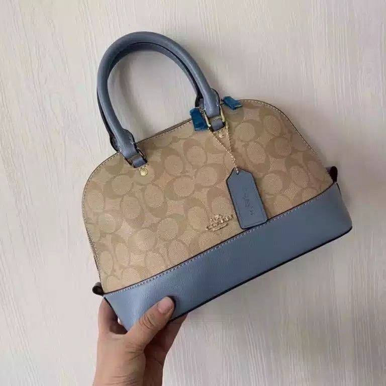 Coach Signature Canvas Dome Handbag with Logo Charm