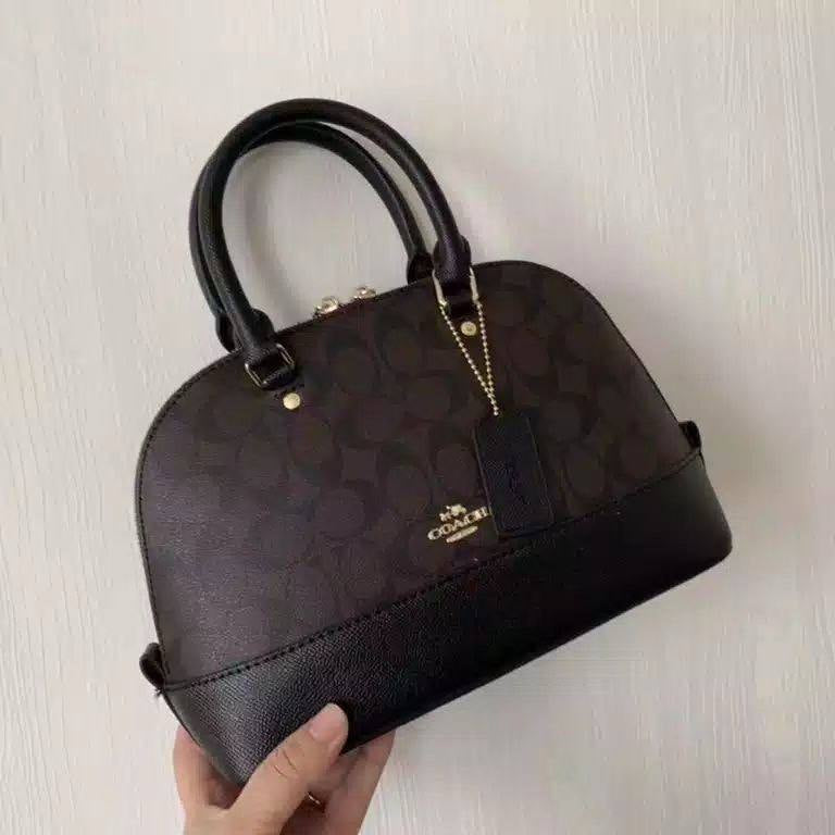 Coach Signature Canvas Dome Handbag with Logo Charm