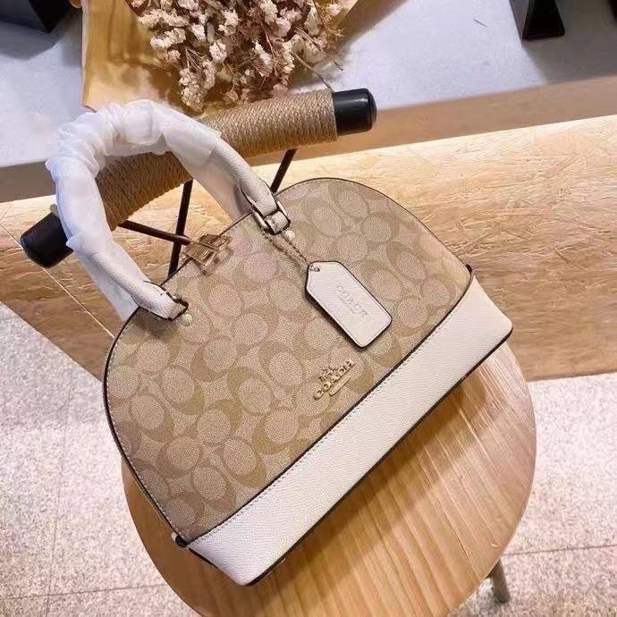 Coach Signature Canvas Dome Handbag with Logo Charm