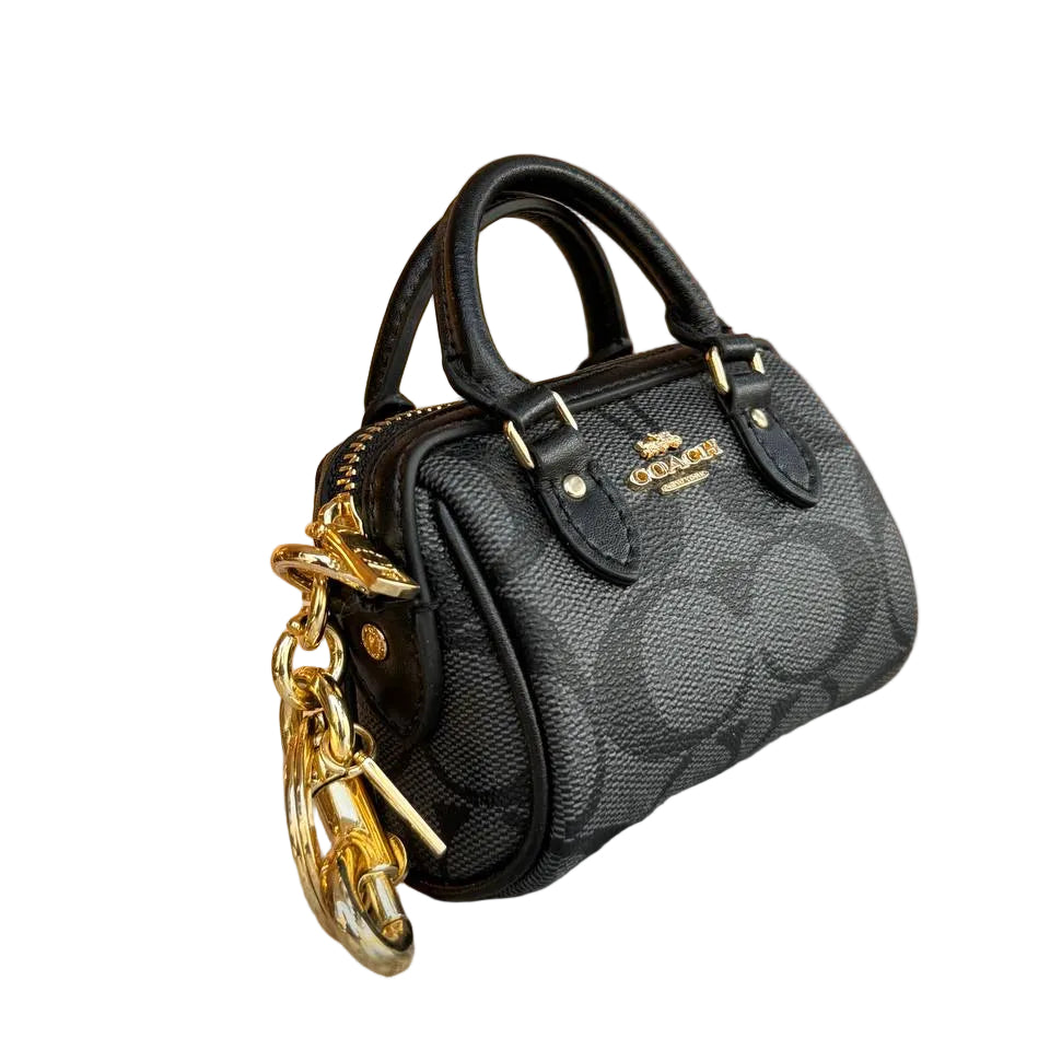 Coach Micro Signature Canvas Barrel Bag with Gold Hardware 👜✨🖤