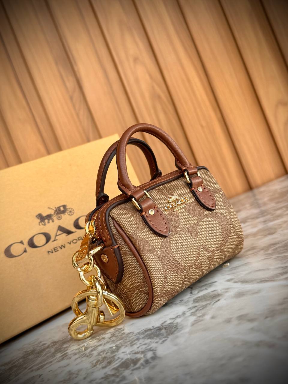 Coach Micro Signature Canvas Barrel Bag with Gold Hardware 👜✨🖤
