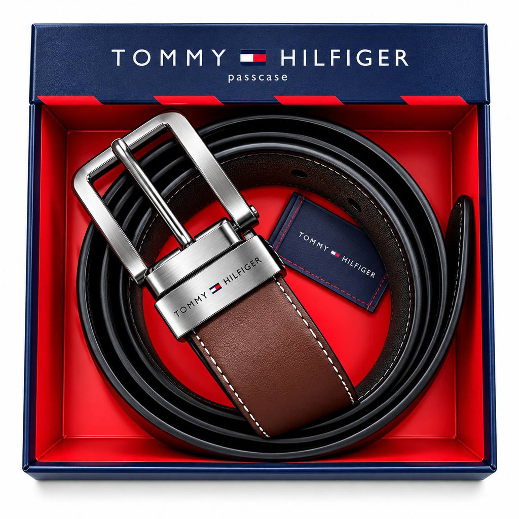 Tommy Hilfiger Reversible Two Tone Leather Belt Gift Set