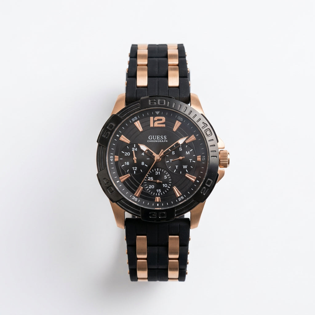 Guess W0366G3 Black and Rose Gold Chronograph Watch