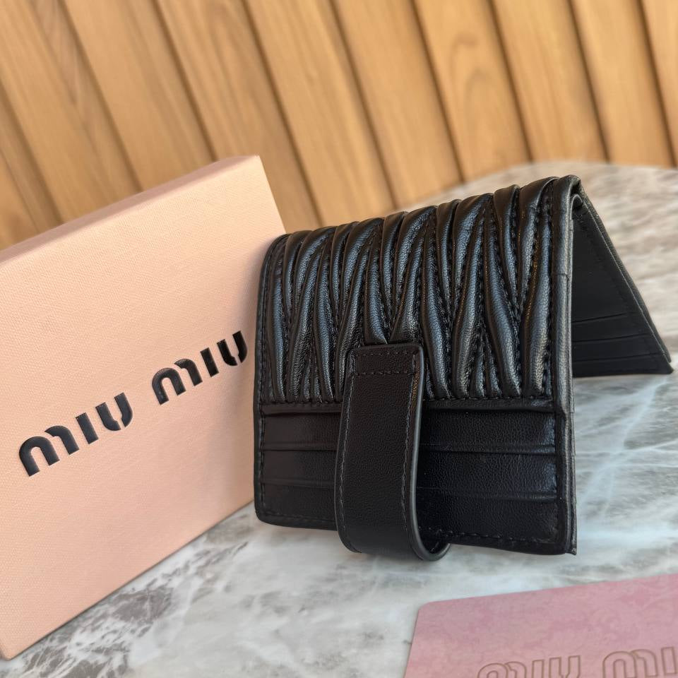 Miu Miu Matelassé Nappa Leather Compact Wallet 🖤✨👜