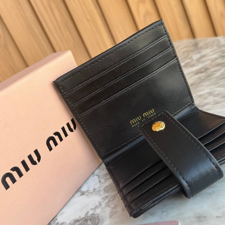 Miu Miu Matelassé Nappa Leather Compact Wallet 🖤✨👜