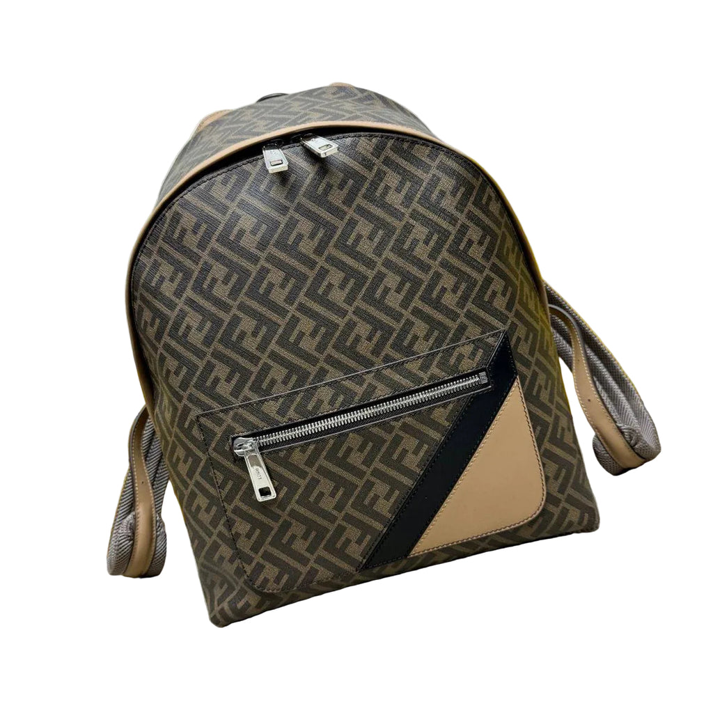Fendi FF Monogram White Canvas Backpack with Leather Trim 🎒✨🕊️