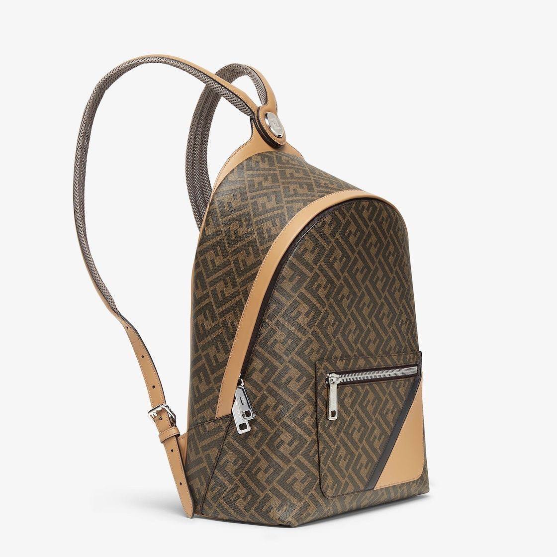 Fendi FF Monogram White Canvas Backpack with Leather Trim 🎒✨🕊️
