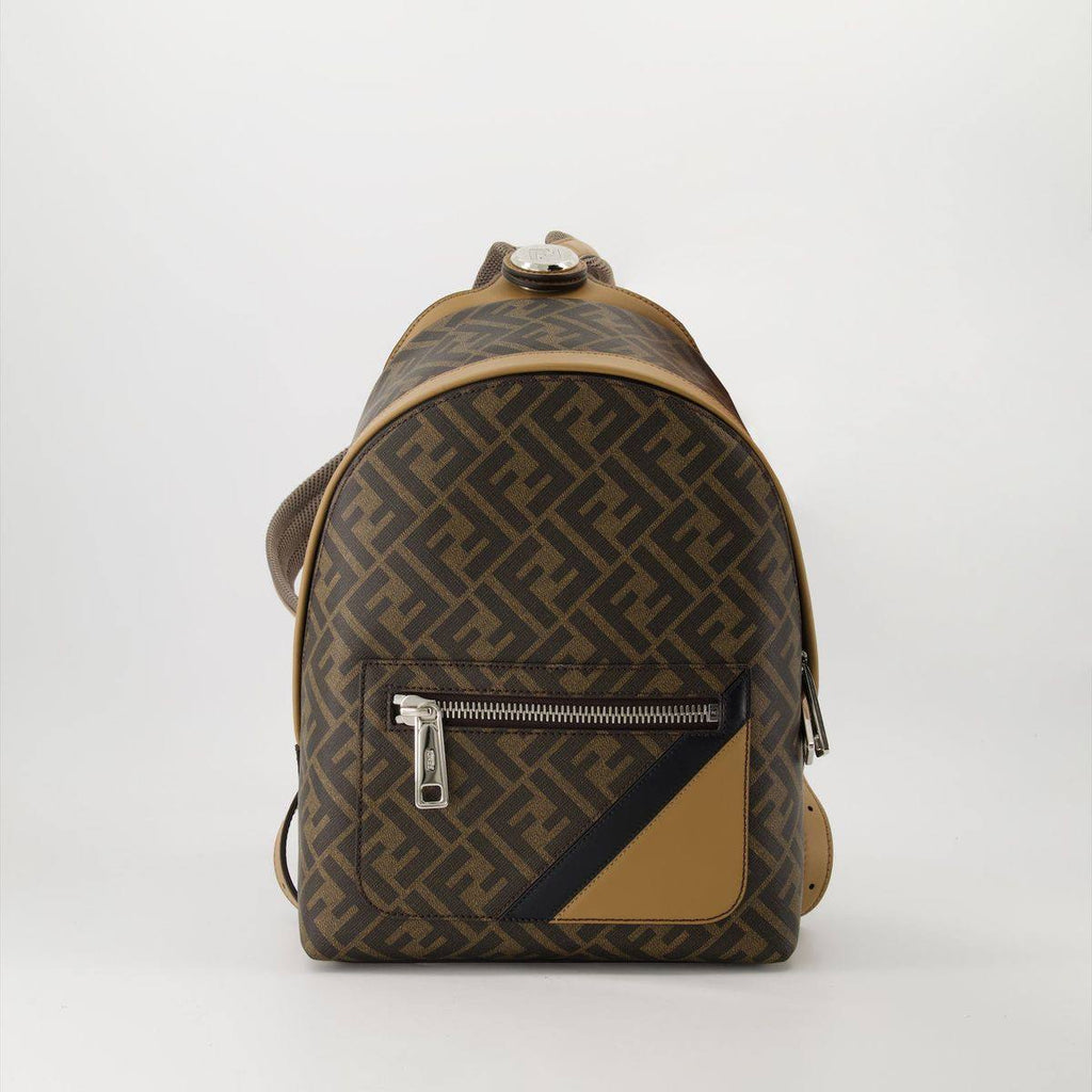 Fendi FF Monogram White Canvas Backpack with Leather Trim 🎒✨🕊️