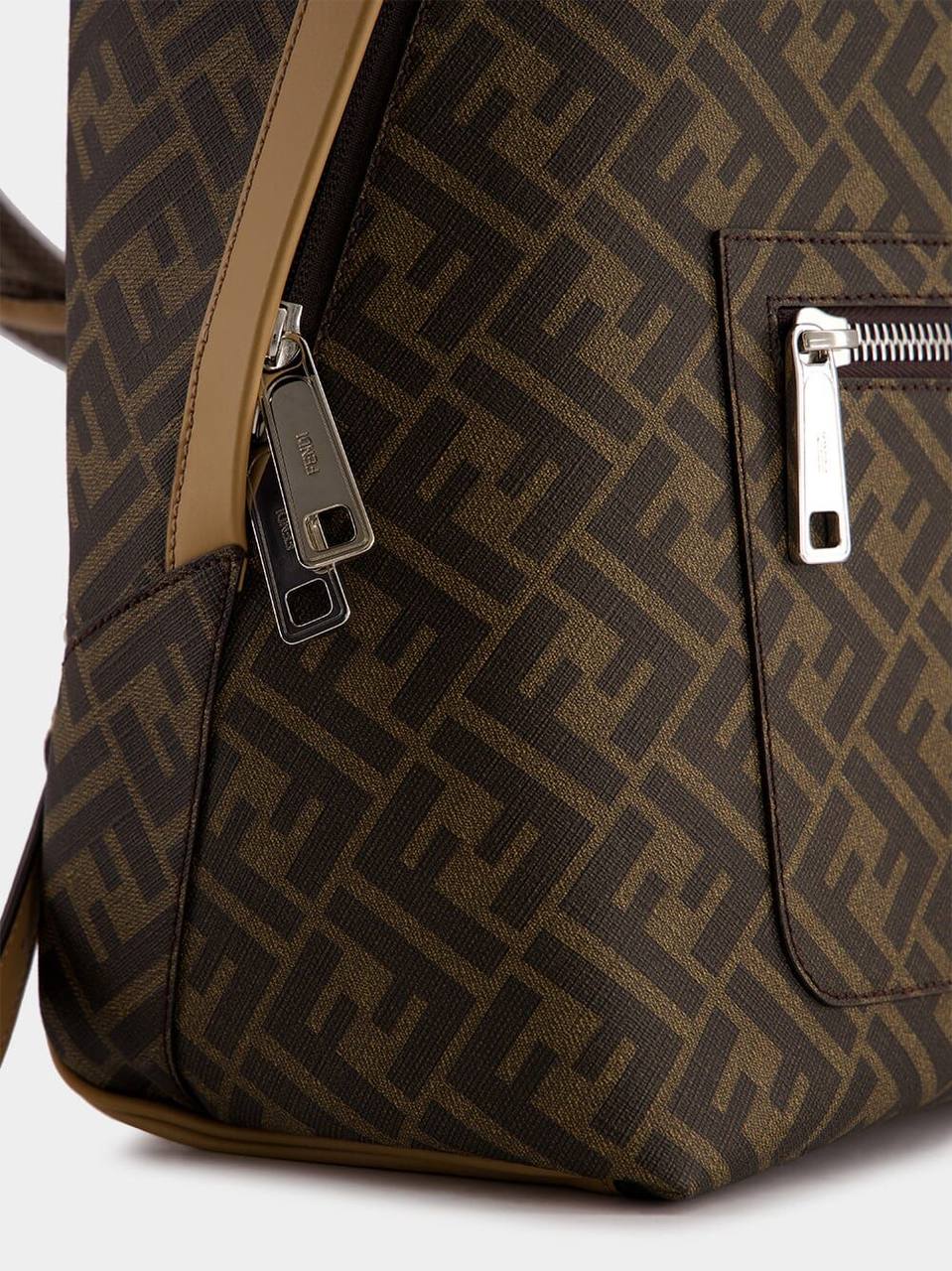 Fendi FF Monogram White Canvas Backpack with Leather Trim 🎒✨🕊️