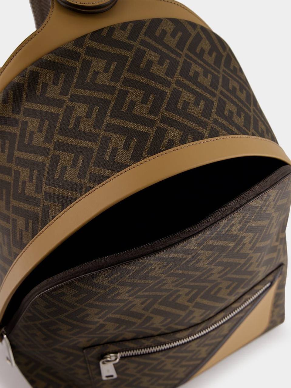 Fendi FF Monogram White Canvas Backpack with Leather Trim 🎒✨🕊️
