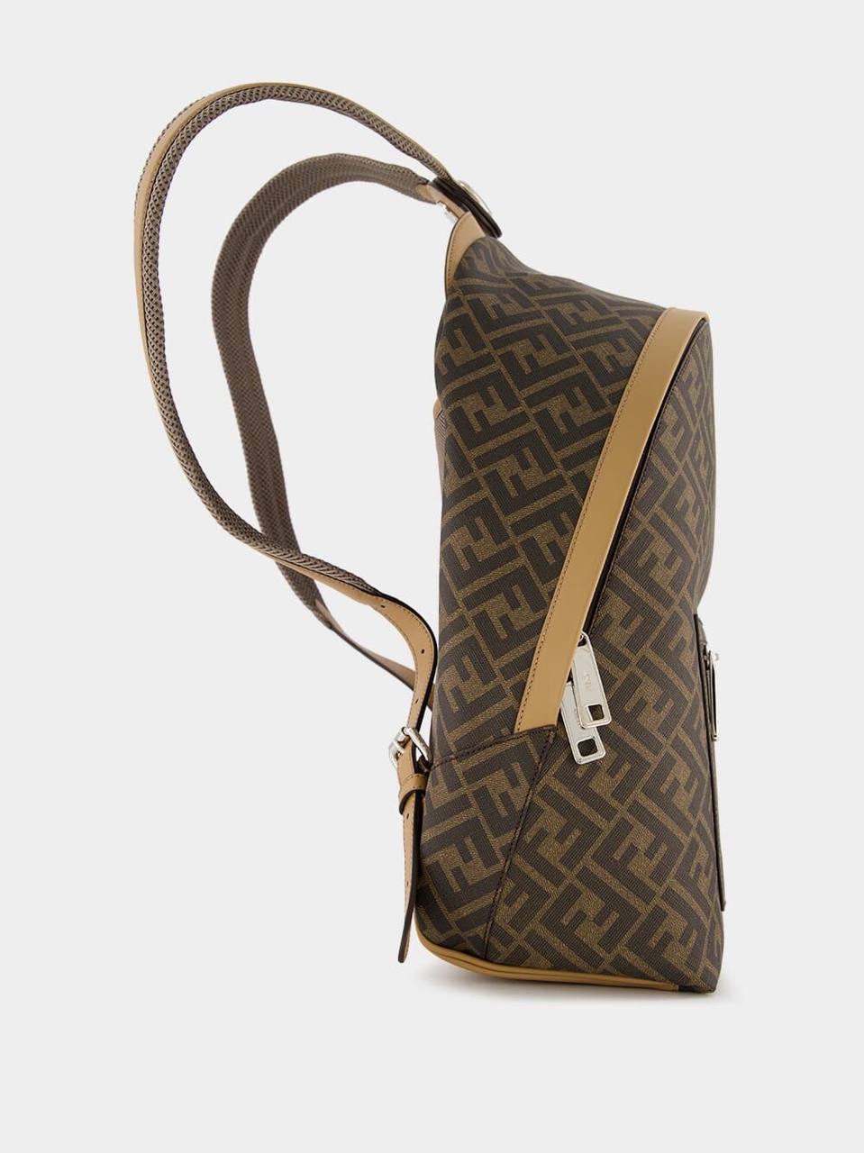 Fendi FF Monogram White Canvas Backpack with Leather Trim 🎒✨🕊️