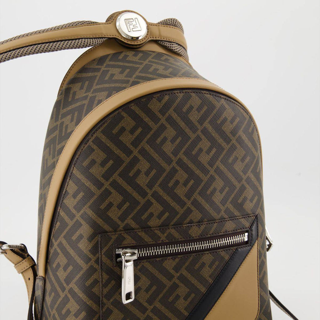 Fendi FF Monogram White Canvas Backpack with Leather Trim 🎒✨🕊️
