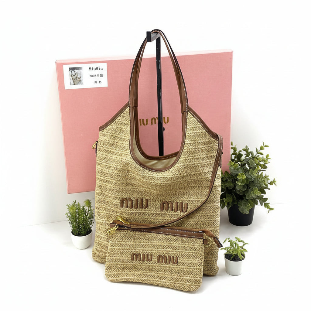 MIU MIU Beige & Black Tote 👜 Chic Carryall 🖤