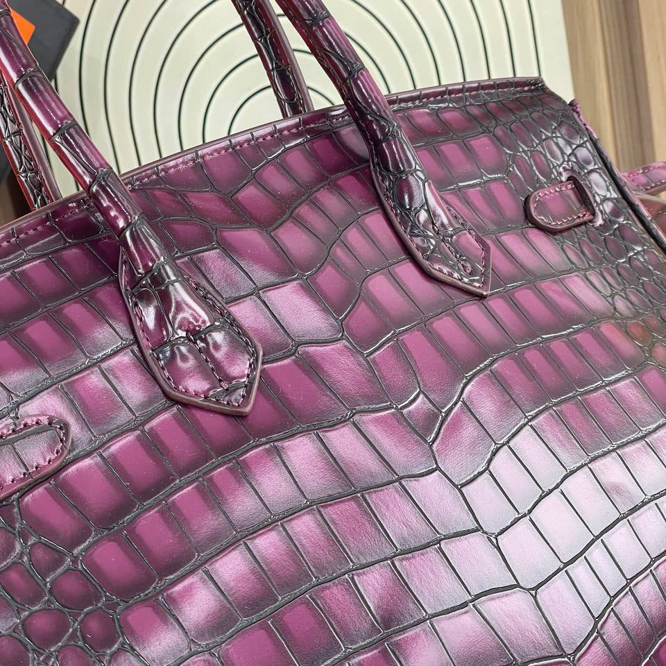 Crocodile Pattern Faux Leather Handbag with Decorative Charms
