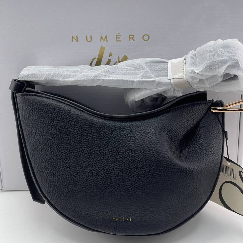 Polène Numéro Dix Textured Leather Half-Moon Bag 🖤🌙✨