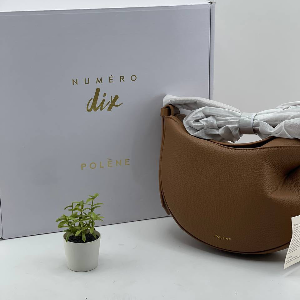 Polène Numéro Dix Textured Leather Half-Moon Bag 🖤🌙✨