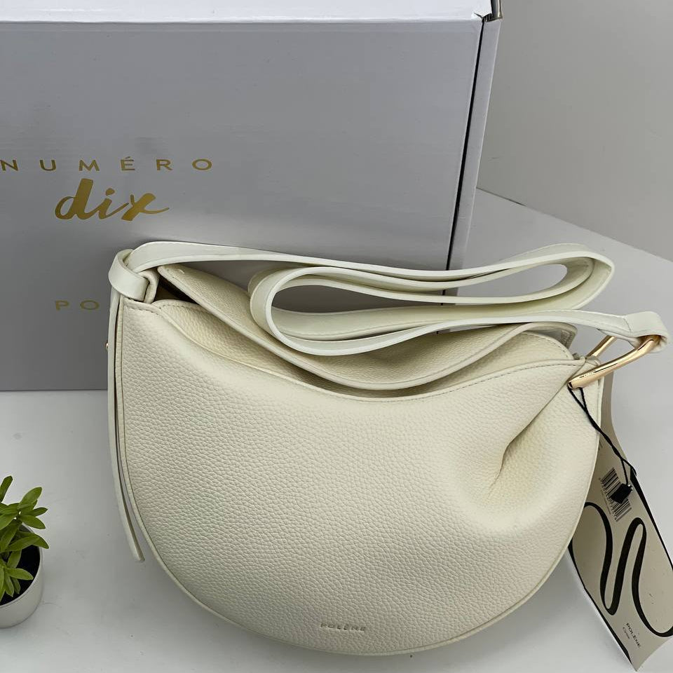 Polène Numéro Dix Textured Leather Half-Moon Bag 🖤🌙✨