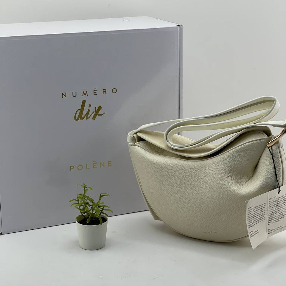 Polène Numéro Dix Textured Leather Half-Moon Bag 🖤🌙✨
