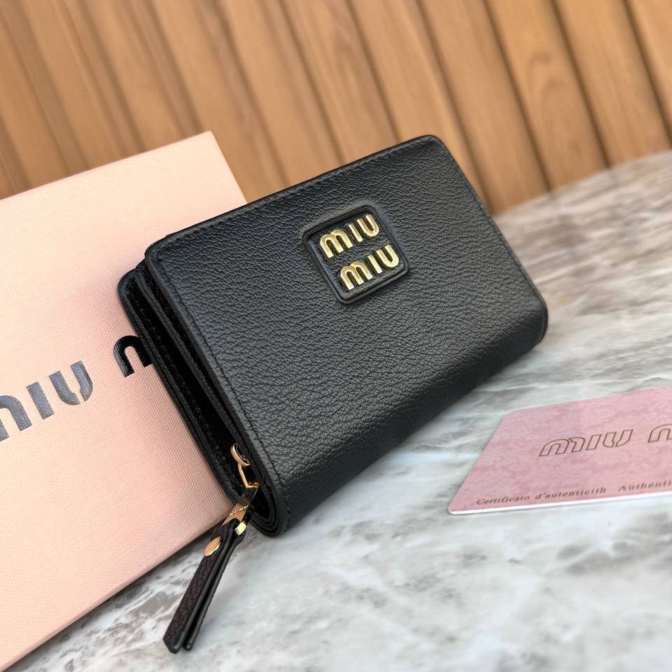 Miu Miu Small Leather Zip-Around Wallet in Light Blue 🧊💎✨