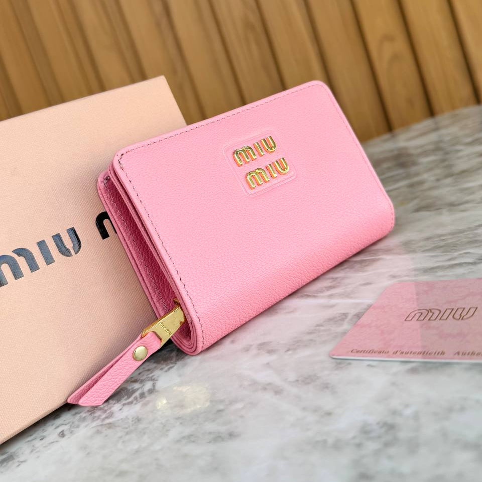 Miu Miu Small Leather Zip-Around Wallet in Light Blue 🧊💎✨