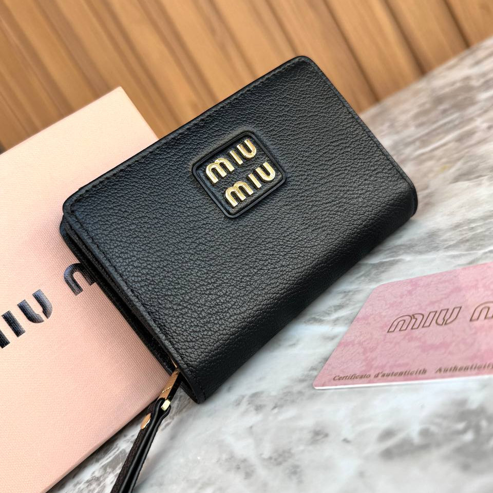 Miu Miu Small Leather Zip-Around Wallet in Light Blue 🧊💎✨