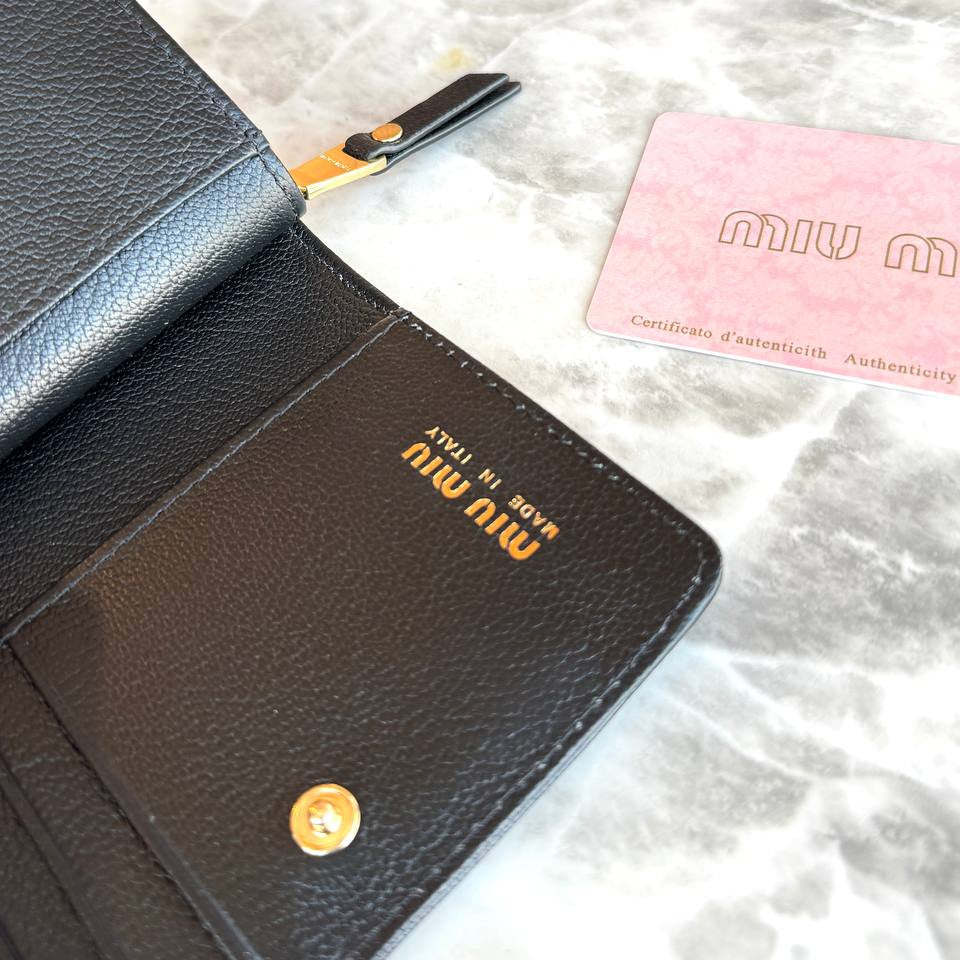 Miu Miu Small Leather Zip-Around Wallet in Light Blue 🧊💎✨