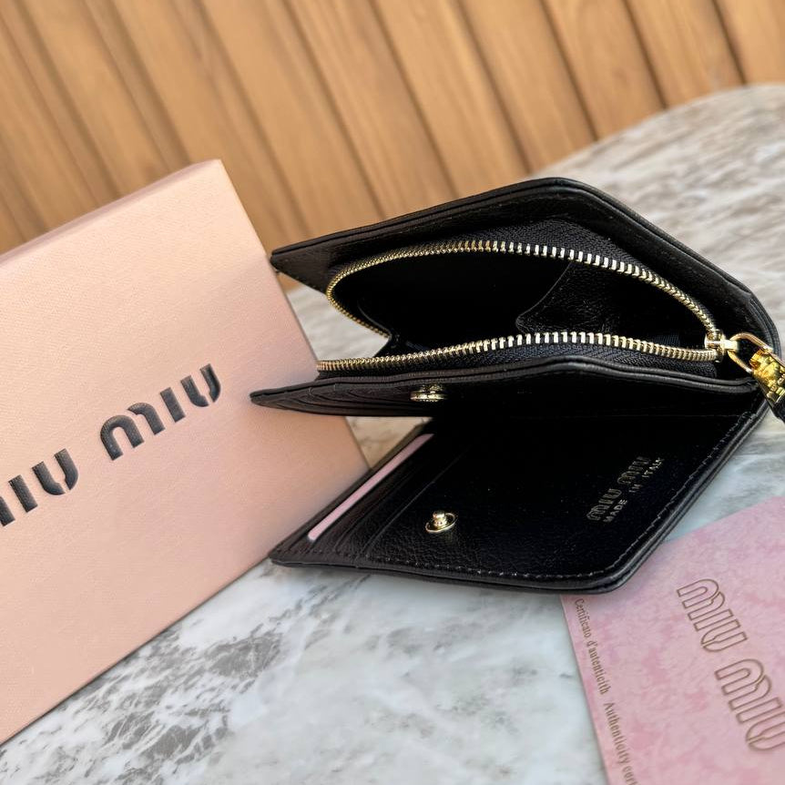 Miu Miu Small Leather Zip-Around Wallet in Light Blue 🧊💎✨