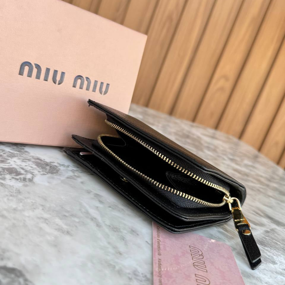 Miu Miu Small Leather Zip-Around Wallet in Light Blue 🧊💎✨