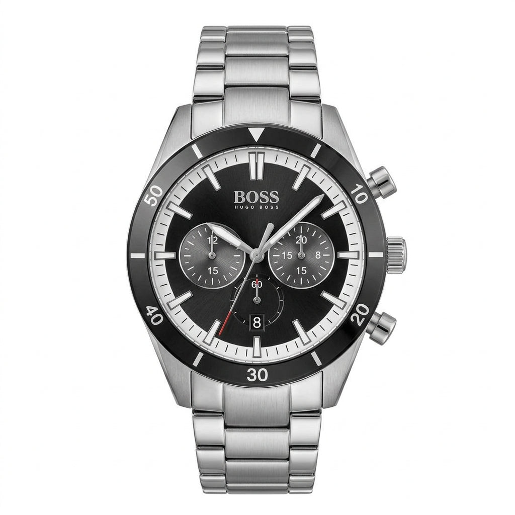 Hugo Boss Chronograph Stainless Steel Watch with Black Dial
