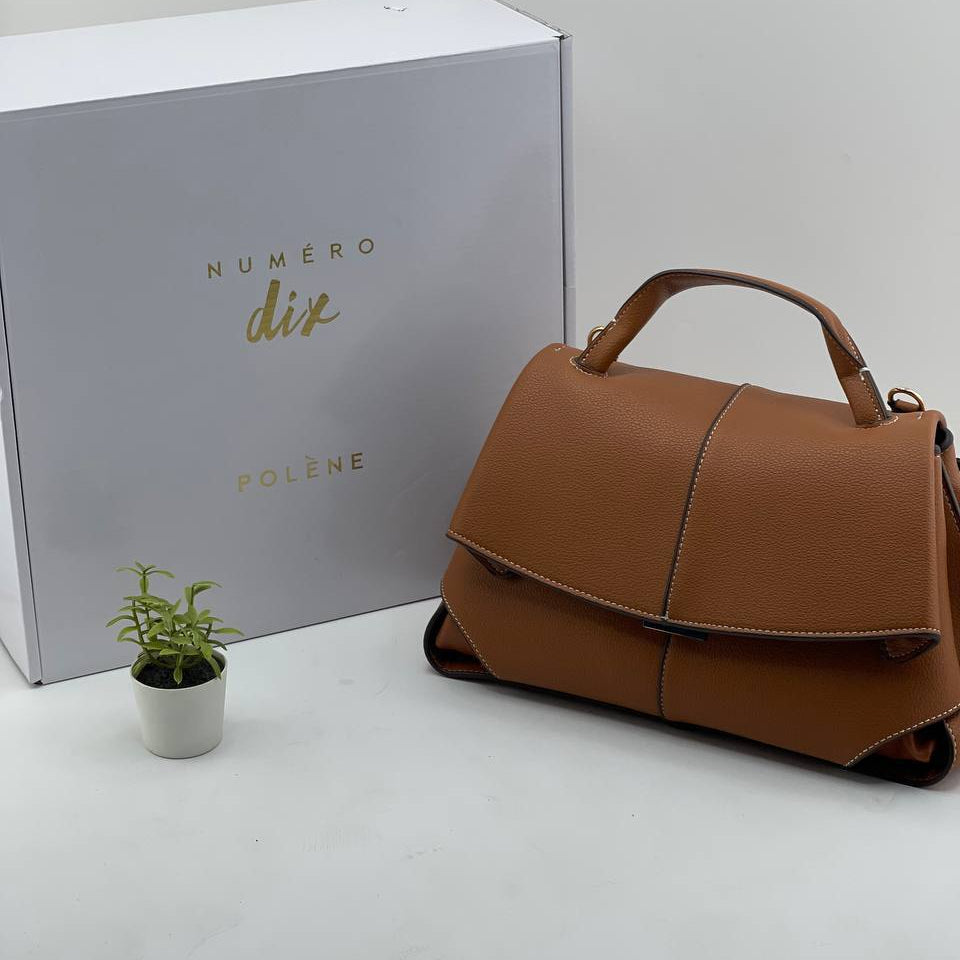 Polène Numéro Dix Cognac Leather Satchel 👜✨🥐