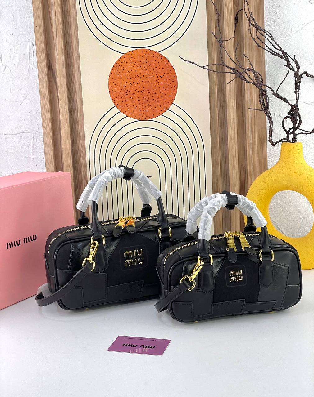 Miu Miu Patchwork Large Handbag with Gold Tone Hardware
