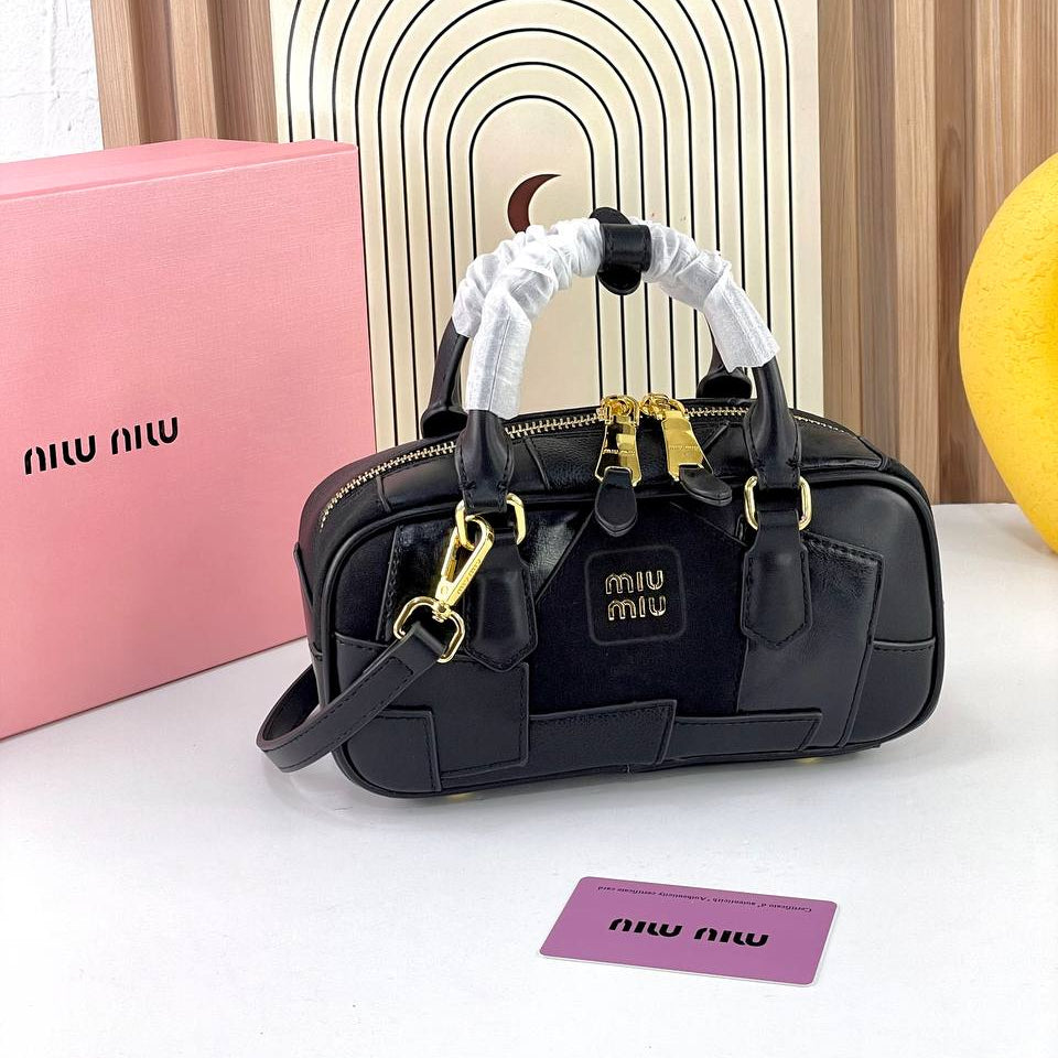 Miu Miu Patchwork Large Handbag with Gold Tone Hardware