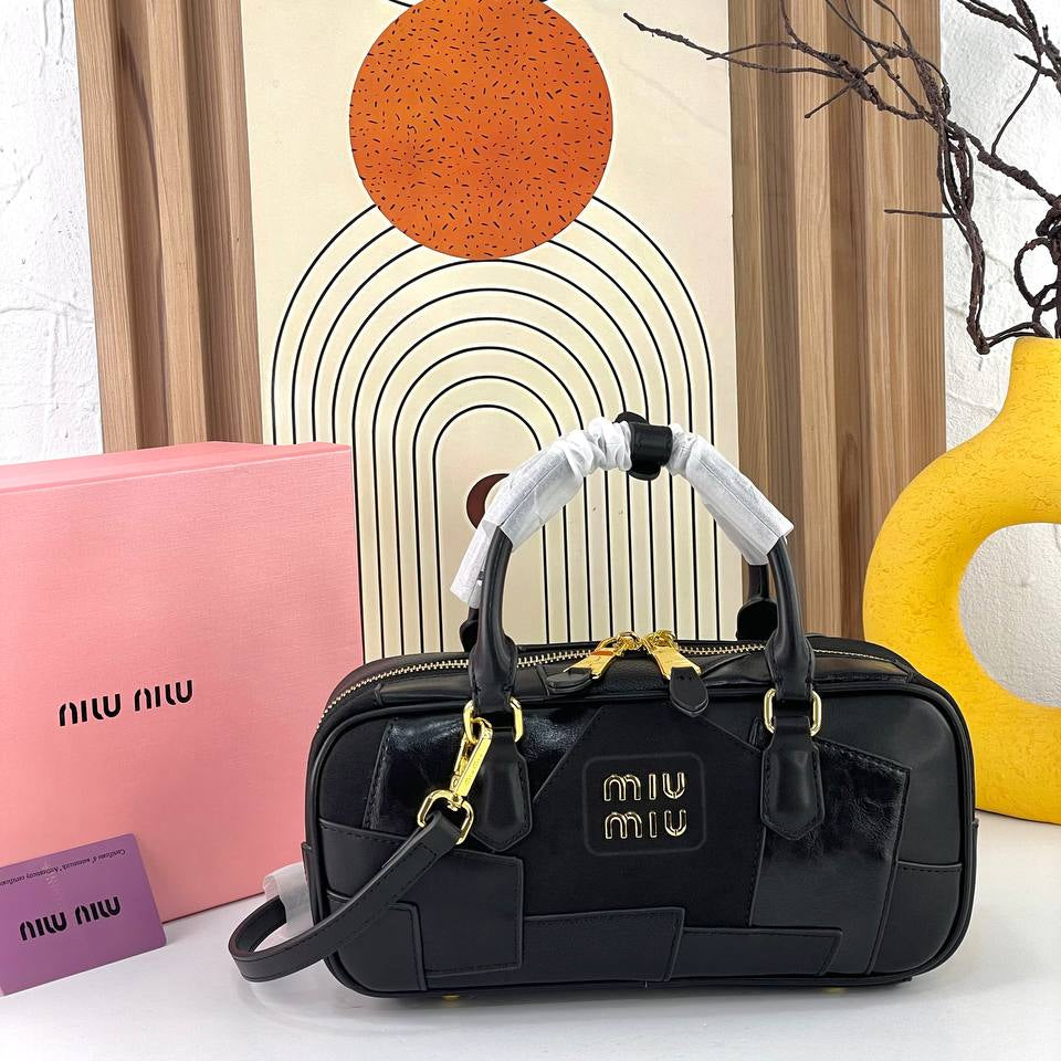 Miu Miu Patchwork Large Handbag with Gold Tone Hardware