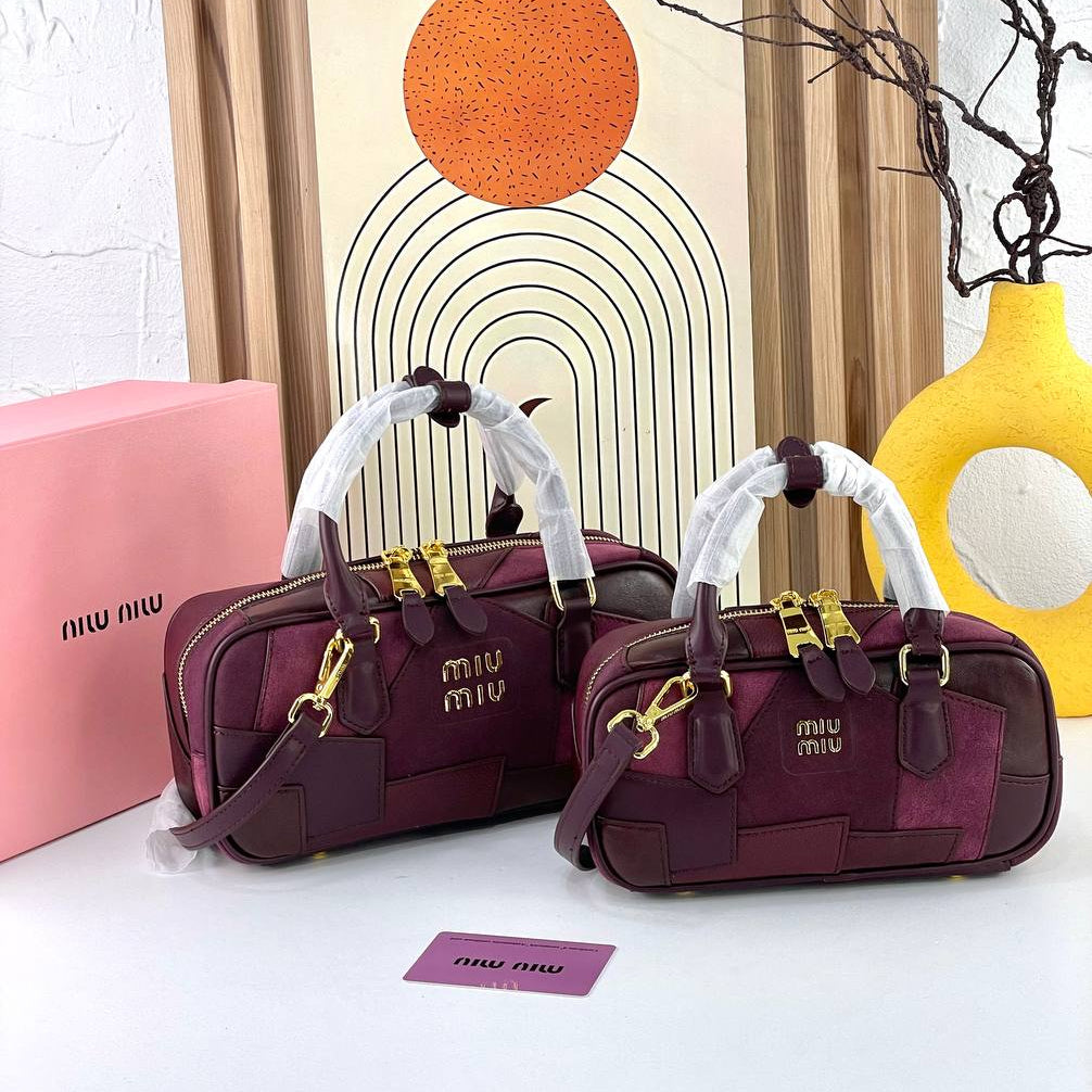 Miu Miu Patchwork Large Handbag with Gold Tone Hardware