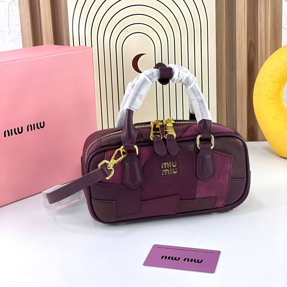 Miu Miu Patchwork Large Handbag with Gold Tone Hardware