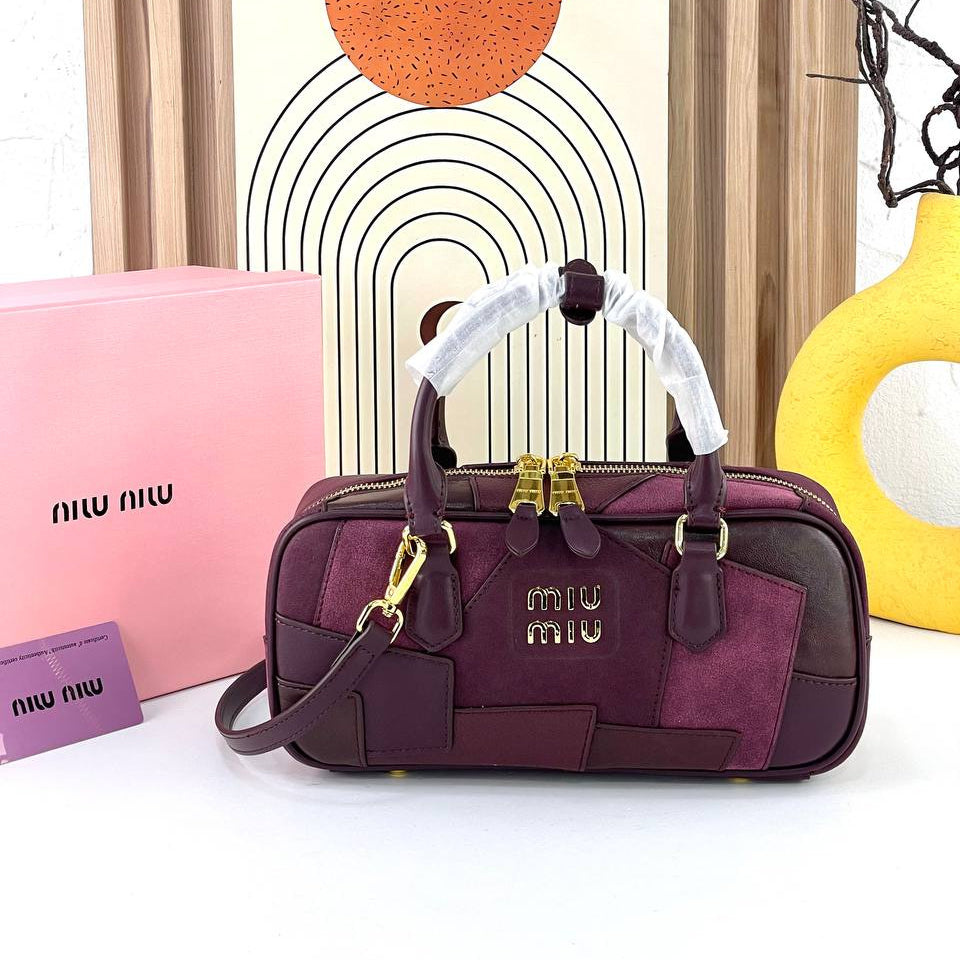 Miu Miu Patchwork Large Handbag with Gold Tone Hardware
