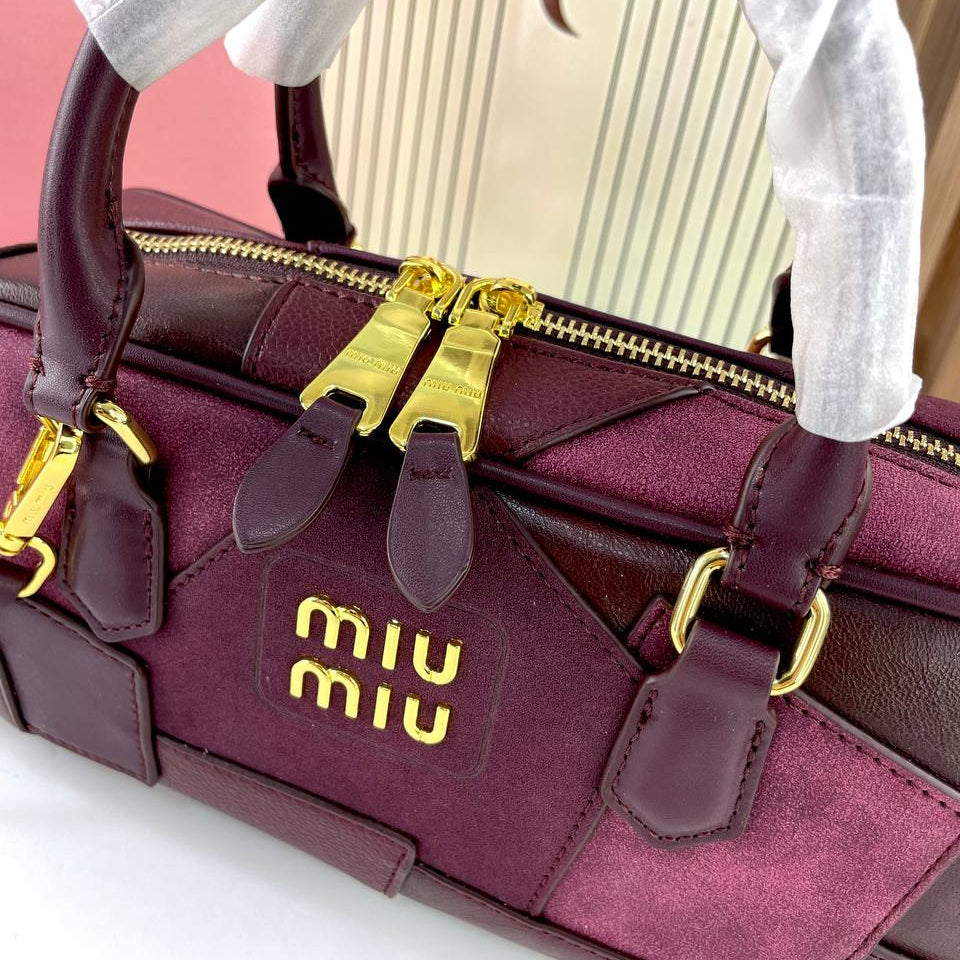 Miu Miu Patchwork Large Handbag with Gold Tone Hardware