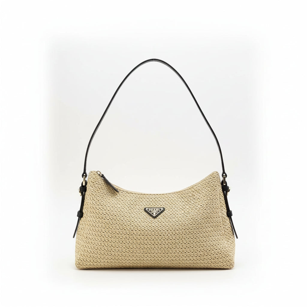 Prada Straw & Leather Beige Bag 👜🌾 Chic Design