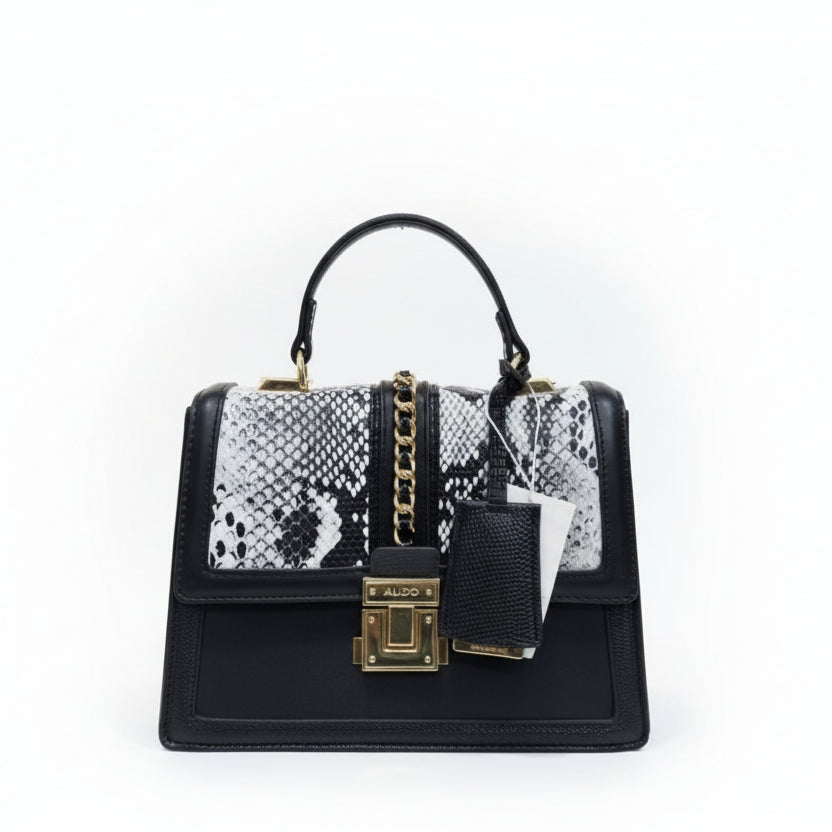 ALDO Leather Crossbody: Black, White, Snakeskin 🐍👜🖤
