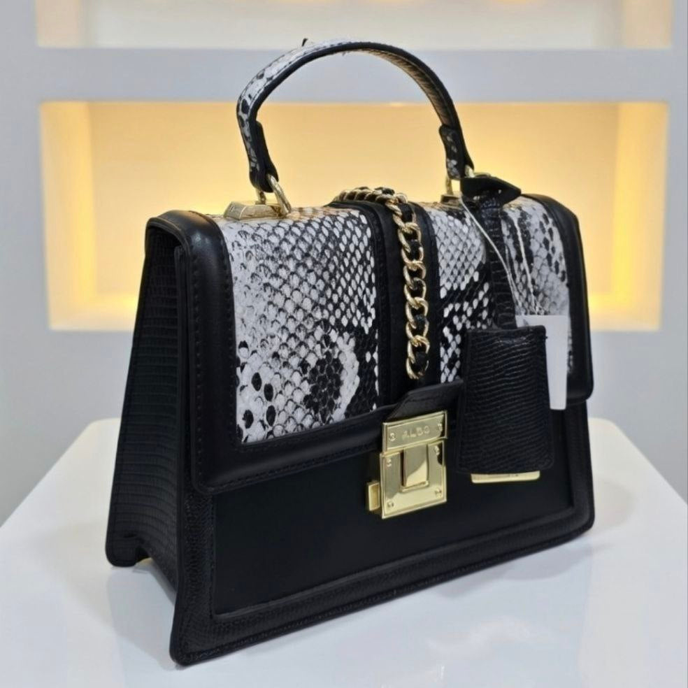 ALDO Leather Crossbody: Black, White, Snakeskin 🐍👜🖤