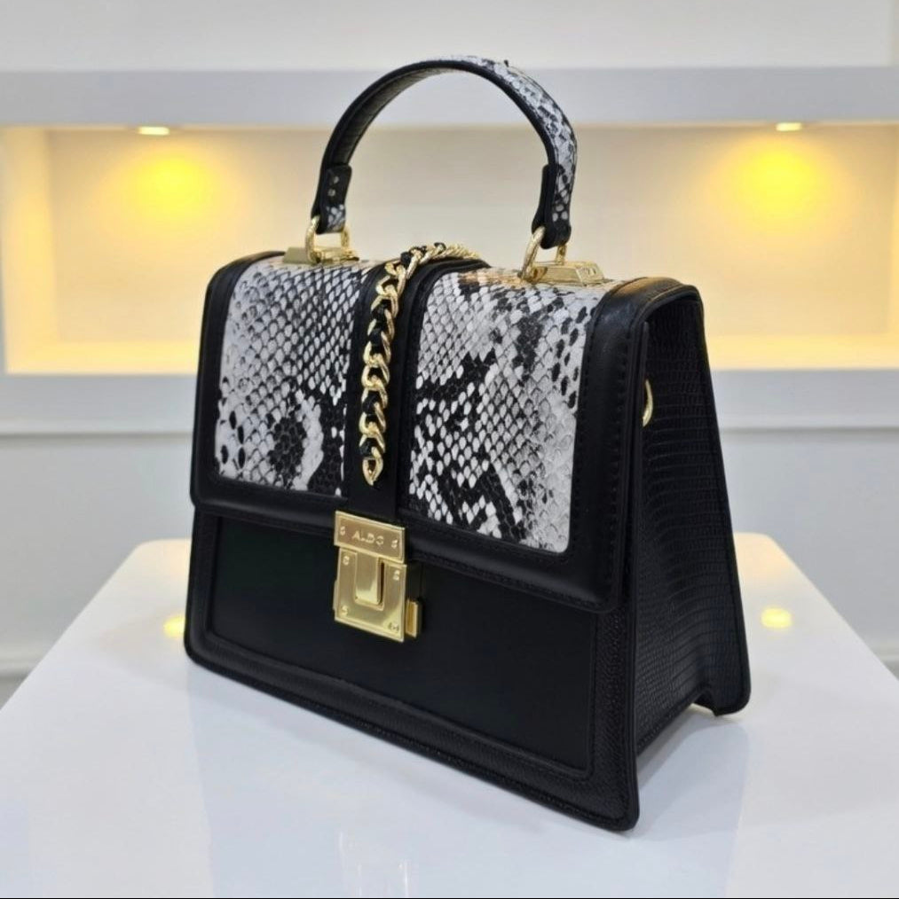 ALDO Leather Crossbody: Black, White, Snakeskin 🐍👜🖤