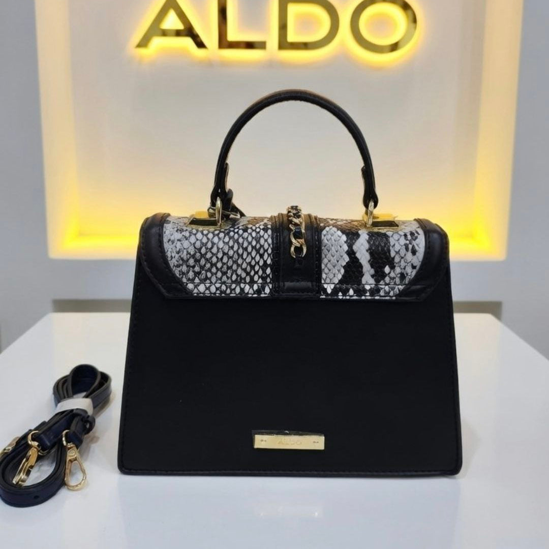 ALDO Leather Crossbody: Black, White, Snakeskin 🐍👜🖤