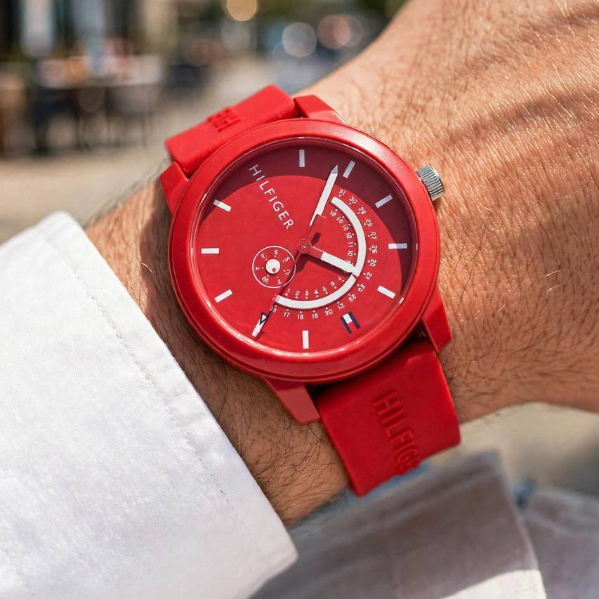 Tommy Hilfiger Vibrant Red Silicone Multi-Function Sport Watch
