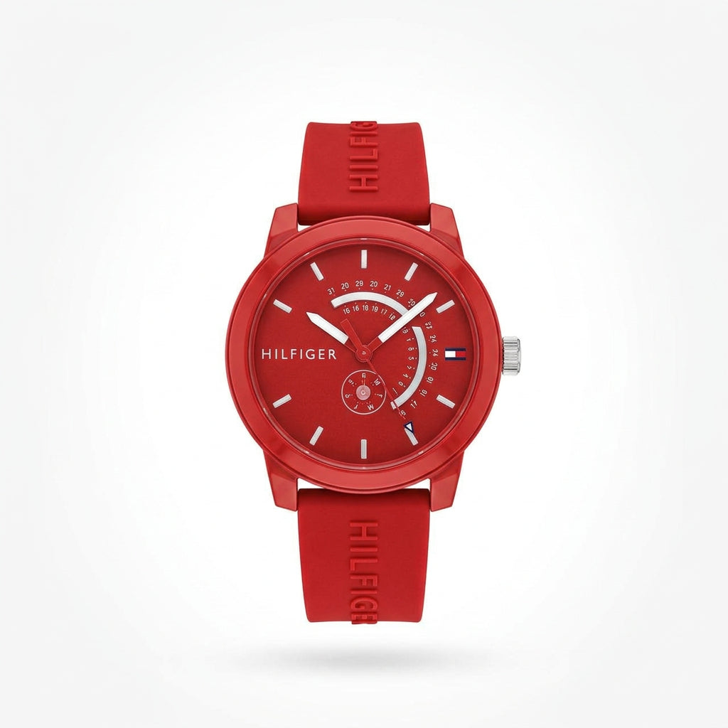 Tommy Hilfiger Vibrant Red Silicone Multi-Function Sport Watch