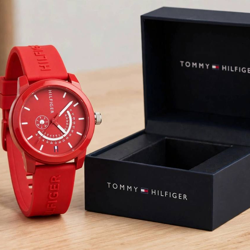 Tommy Hilfiger Vibrant Red Silicone Multi-Function Sport Watch