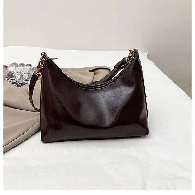 Glossy Chain Shoulder Bag with Gold Tone Hardware