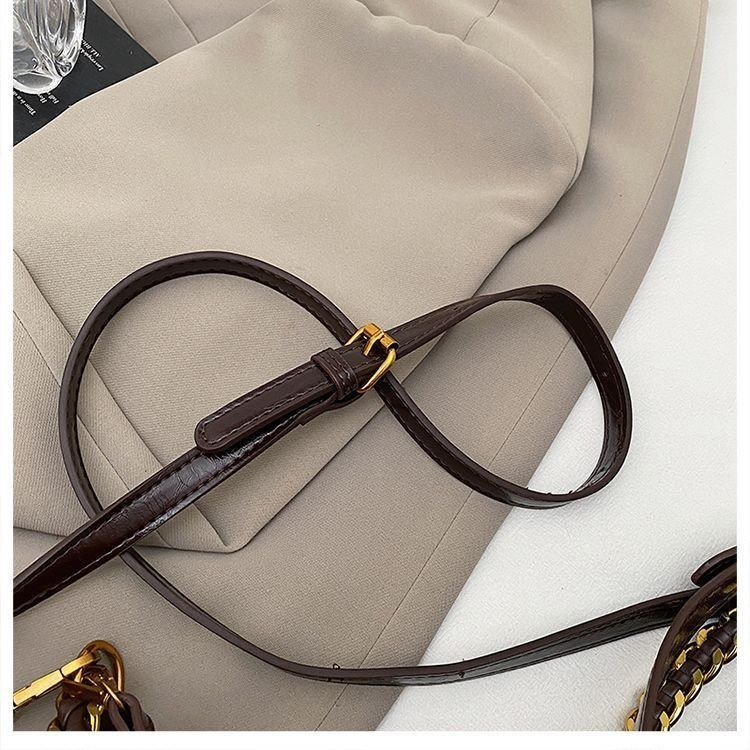 Glossy Chain Shoulder Bag with Gold Tone Hardware