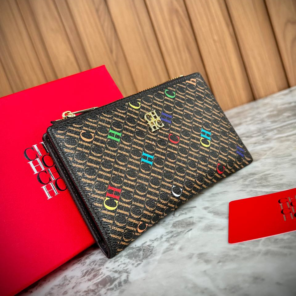 CH Carolina Herrera Monogram Zip-Around Wallet in Beige 👝✨💼