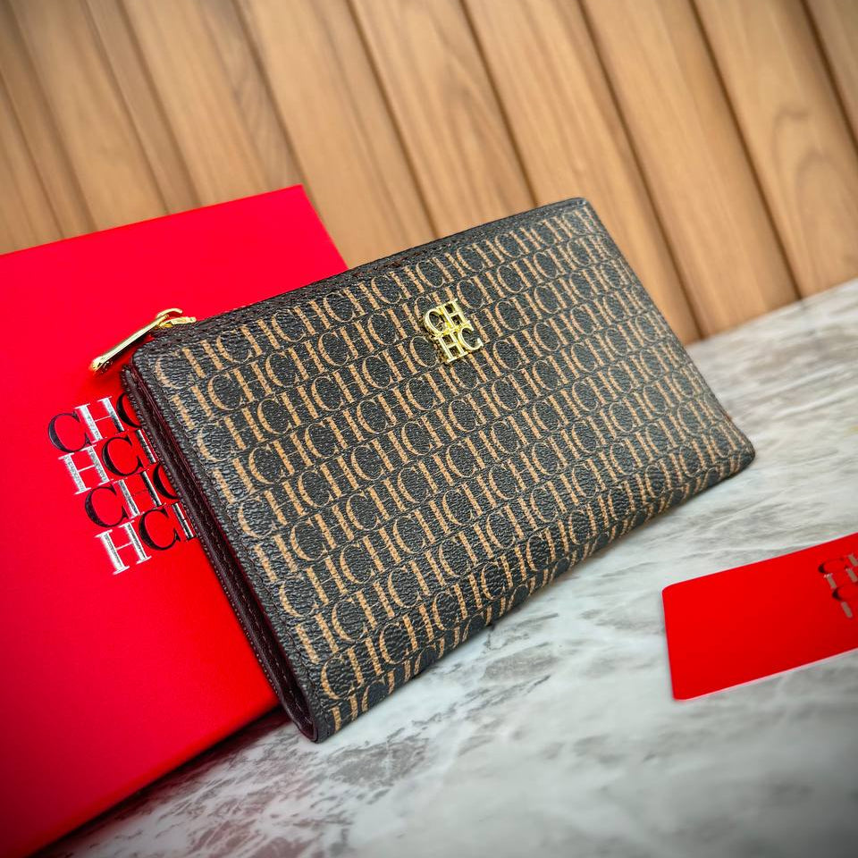 CH Carolina Herrera Monogram Zip-Around Wallet in Beige 👝✨💼
