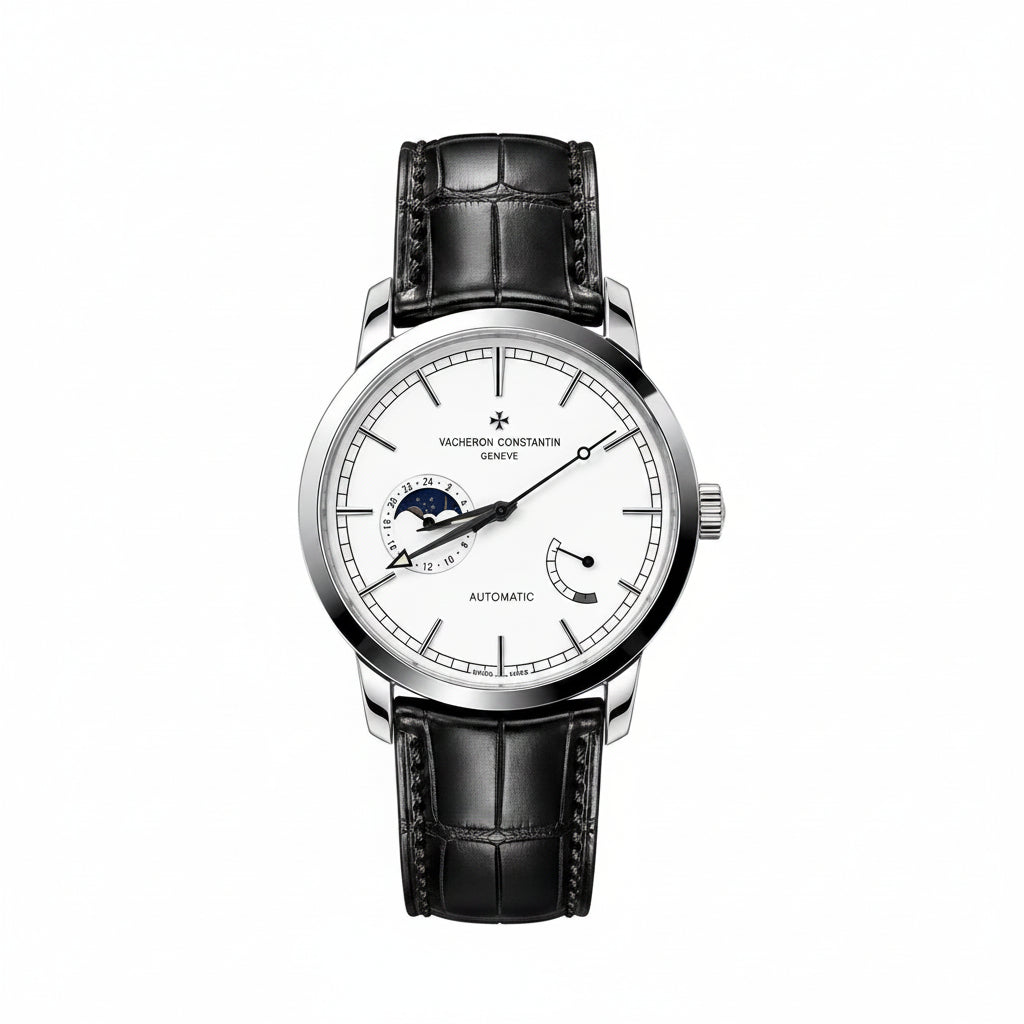 Vacheron Constantin Geneve: Silver & Black Leather Watch ⌚⚫🪙